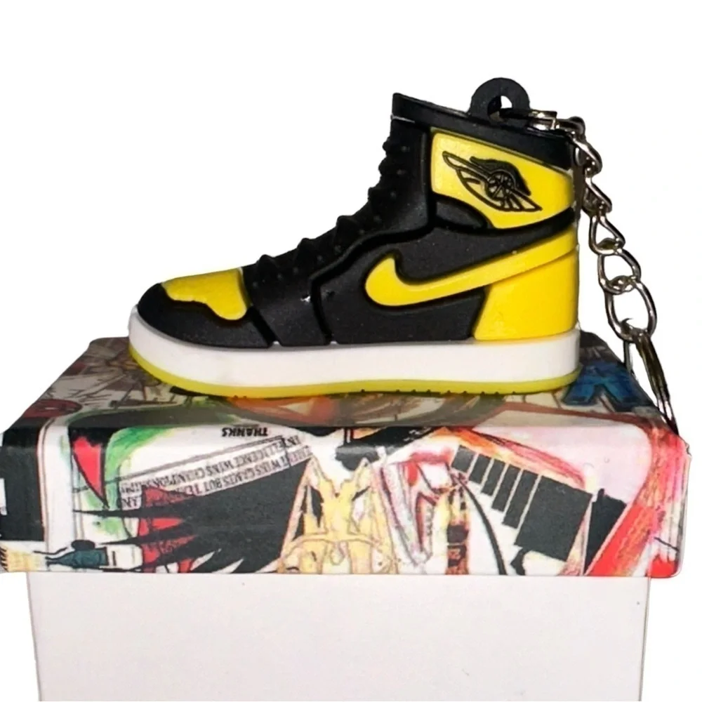 Air Jordan 1 High Top Nike Key Chain/ Bag Charm Black/Yelllow/White, Comes w/box
